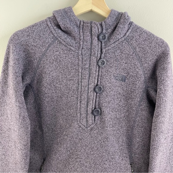 THE NORTH FACE Heathered Light Purple Crescent Sunshine Fleece Sweatshirt Hoodie - Picture 3 of 11